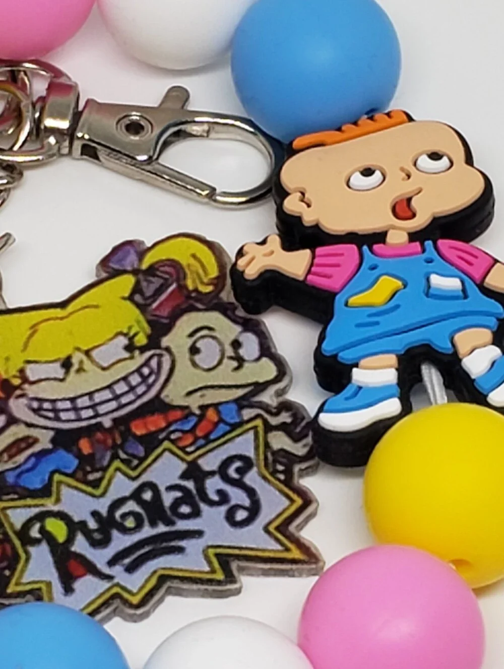 Handmade Rugrats Phil Lil Silicone Beaded Keychain Wristlet